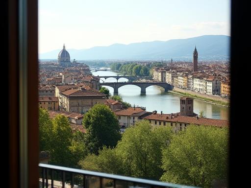 View of the Arno River near the Viaggi Serena office, showcasing the beautiful work environment