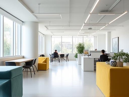 Bright and modern interior of Viaggi Serena's collaborative Florence office space