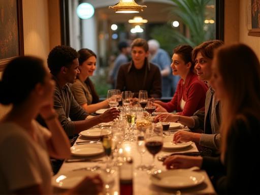 Viaggi Serena team enjoying a convivial group lunch at a local Florentine trattoria